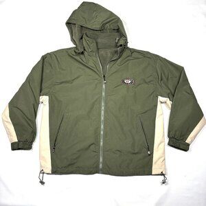 VTG Santco Green Reversible Hooded Fleece Rain Jacket Ketchikan Alaska Mens Med